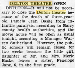 Delton Theatre - Nov 13 1948 Article (newer photo)